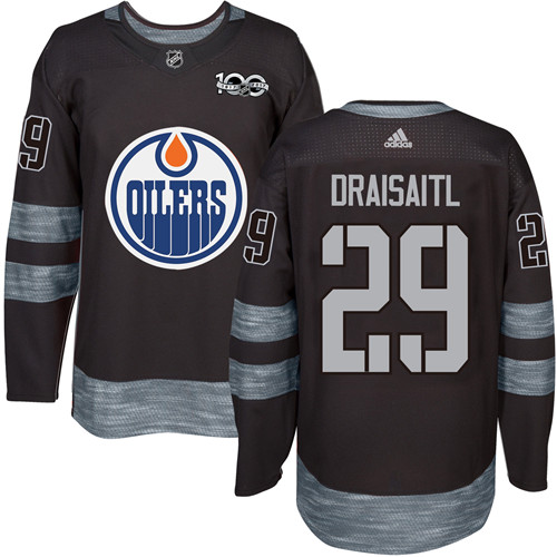 Adidas Oilers #29 Leon Draisaitl Black 1917-100th Anniversary Stitched NHL Jersey - Click Image to Close